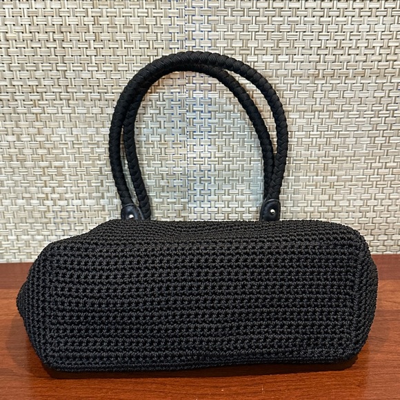 🌟HP🌟NWOT Lina Crocheted Black Baguette Double Handle Bag - Picture 15 of 16